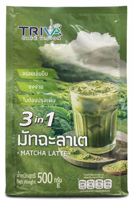 بستهبندی پودر ماتچا لاته ۳ در ۱ TRIVA Café Vision وزن ۵۰۰ گرم